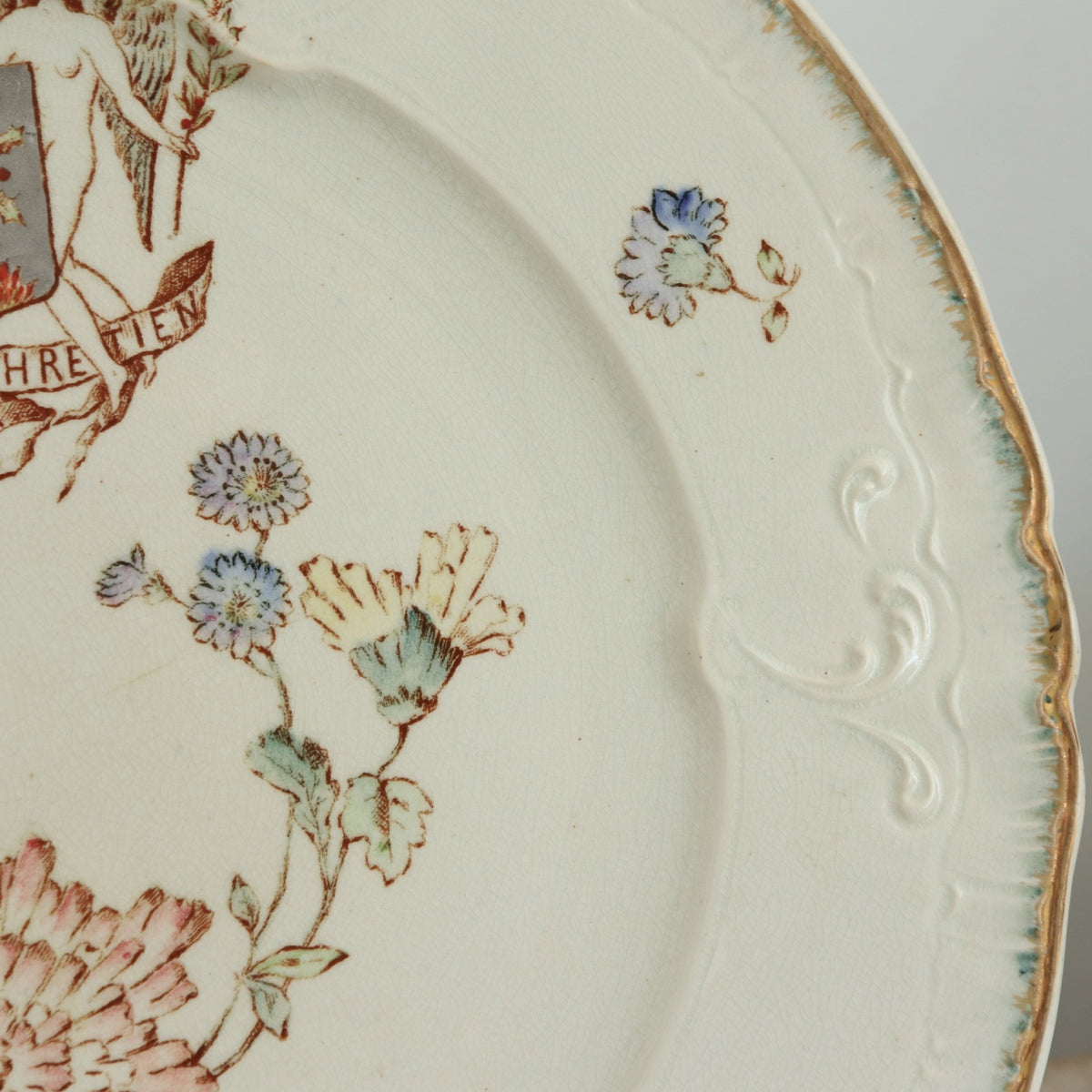 アンティーク プレート 絵皿 Louis XV フランス ロンウィー製 LONGWY