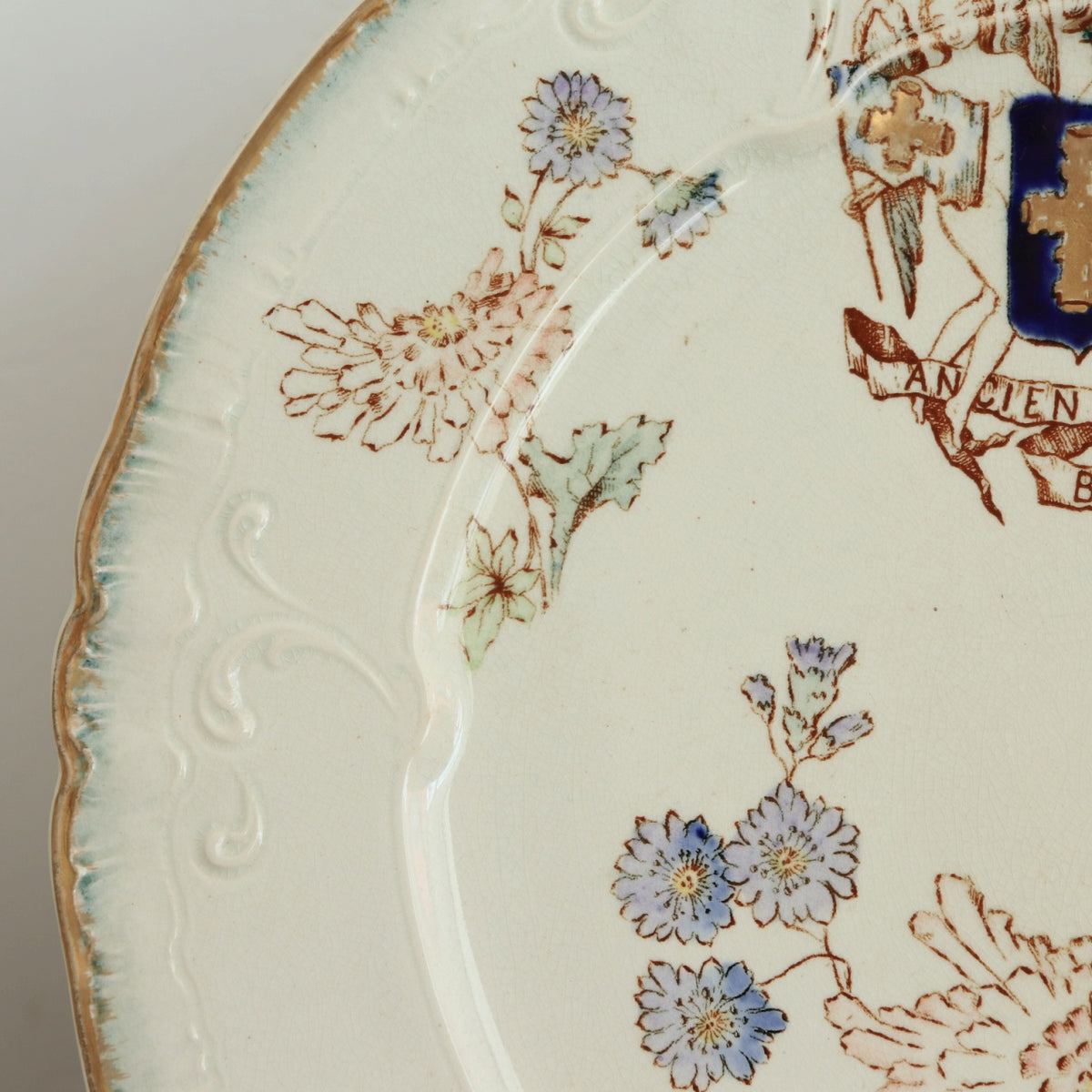 アンティーク プレート 絵皿 Louis XV フランス ロンウィー製 LONGWY