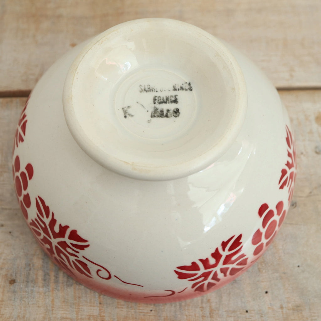 アンティーク カフェオレボウル ブドウ フランス サルグミンヌ製 SARREGUEMINES