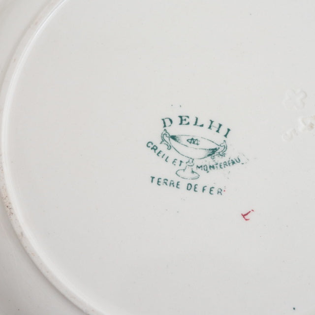 アンティーク プレート アンティーク皿 DELHI フランス クレイユモントロー製 Creil Montereau