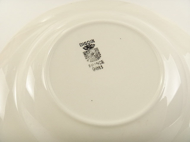 アンティークスープ皿 ワインレッドストライプ DIGOIN SARREGUEMINES製