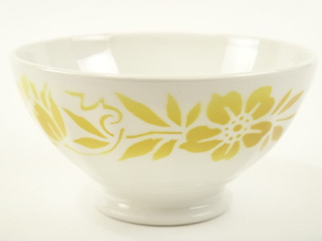 アンティーク カフェオレボウル 黄色の花